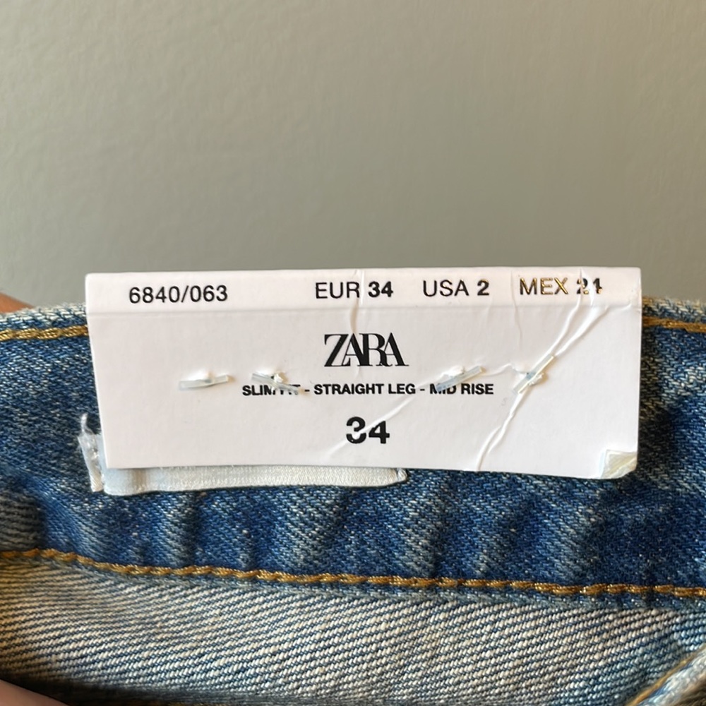Zara The New Daddy Straight Leg Mid Rise Jeans in Devon Blue - Picture 11 of 11